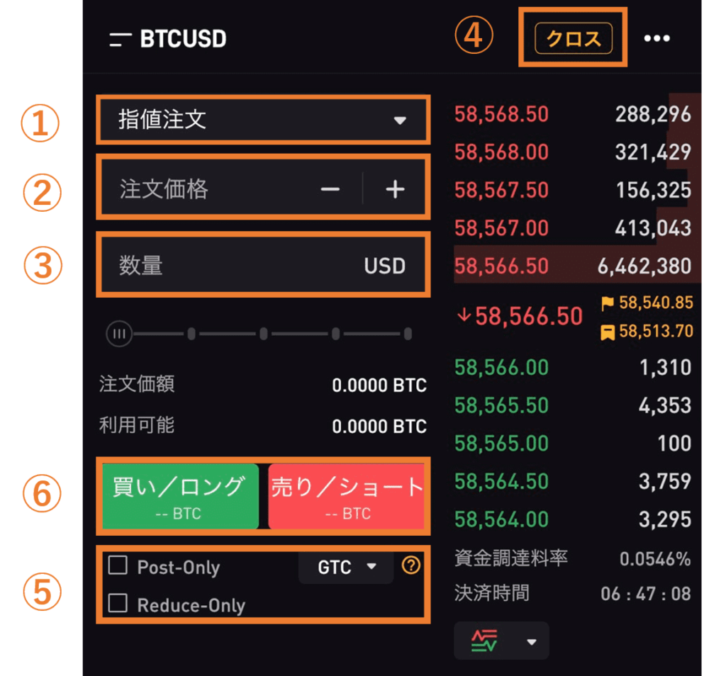 インバース無期限契約の指値注文のやり方【アプリ】