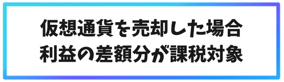 仮想通貨を売却した場合利益の差額分が課税対象